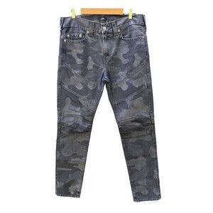 TRUE RELIGION Gray Camo ROCCO Relaxed Skinny Moto Men’s Jeans EUC 33/38